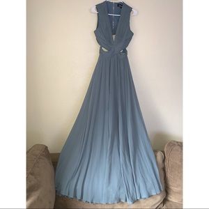 Lulus Vivid Imagination dress in slate blue